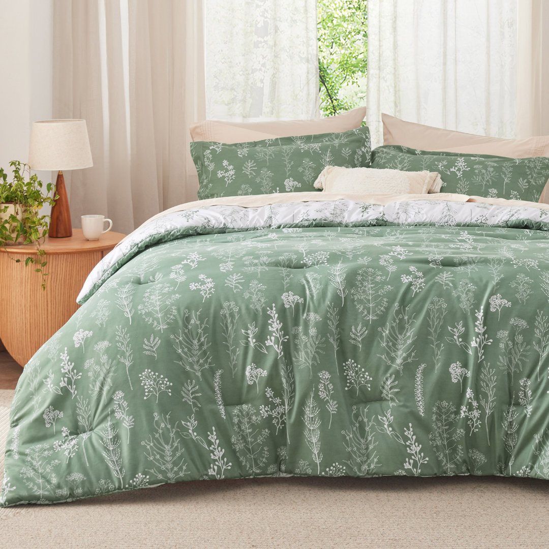 Best Seller Bedsure Comforter Set Reversible Cute Floral Bedding, 89GSM